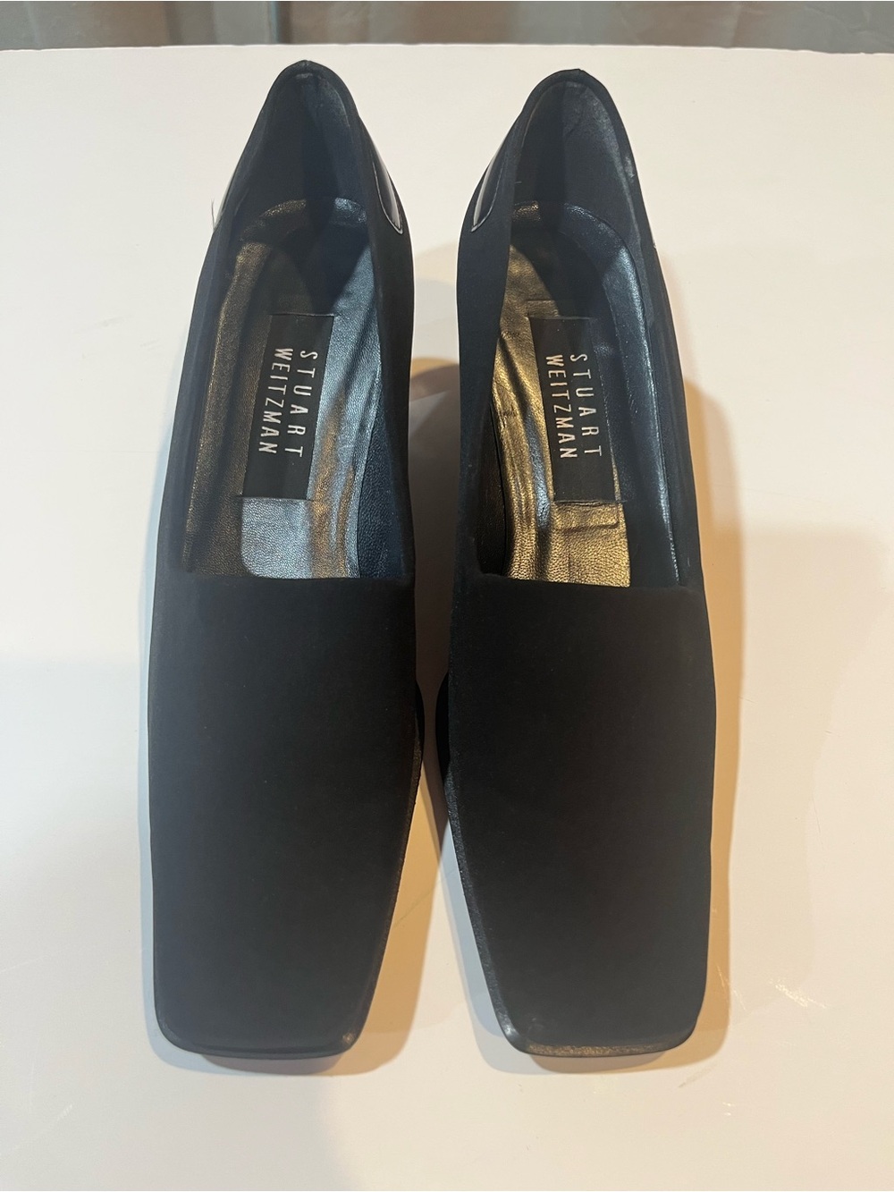 Stuart Weitzman Black Suede Square Toe Pumps